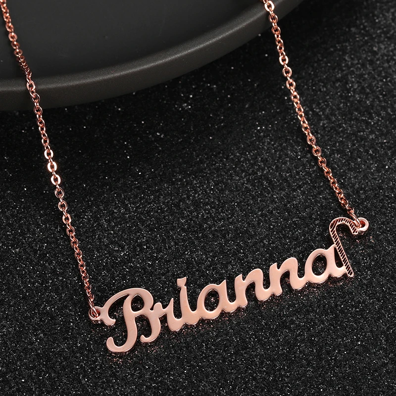 New Custom Personalized Name Necklace Stainless Steel Link Crutch Creativity Necklaces Collar Jewelry For Women Christmas Gift