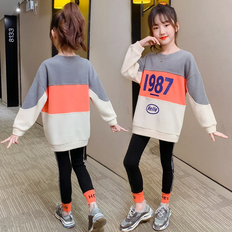 Дешевый детский костюм Модный хлопковый комплект из двух предметов с круглым