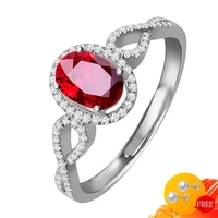 retro 925 silver jewelry ring for women oval ruby zircon gemstones open finger rings wedding engagement party gift accessories