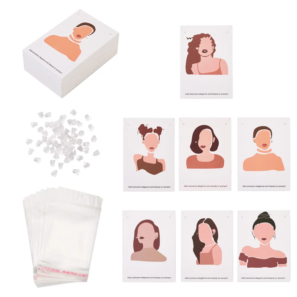 

Earring Card Holder for Earring Display Ear Studs and Hanging Earrings with Pearl Film Cellophane Bags Plastic Ear Nuts