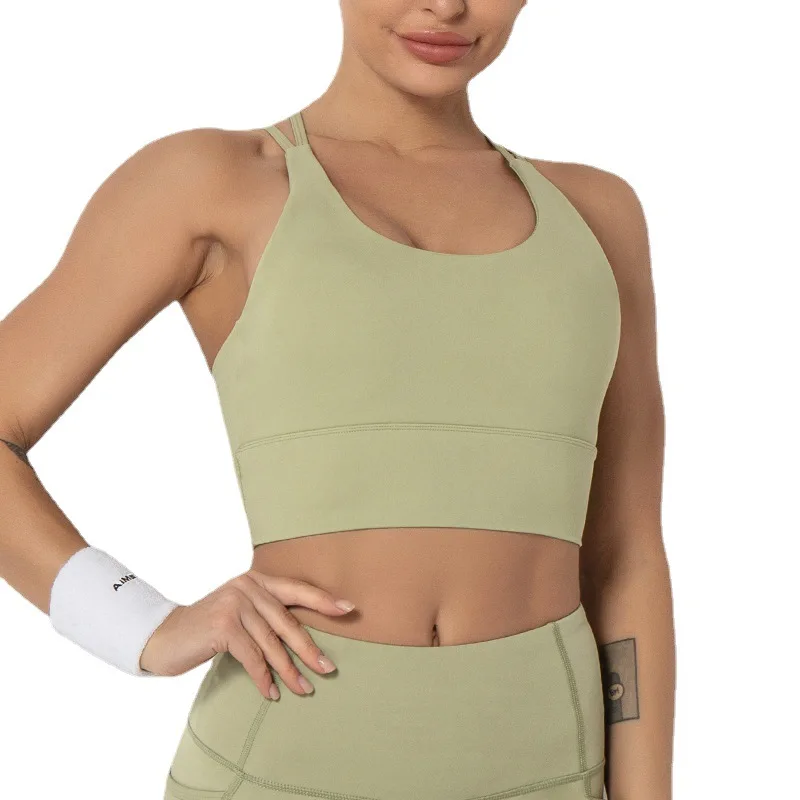 

European and American Yoga Underwear Women's Cross Sling Beautiful Back Exercise Workout Quick-Drying Sexy Bra Quick delivery