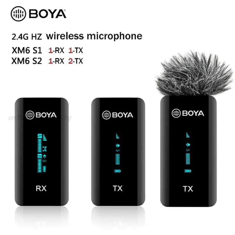 

BOYA BY-XM6 S1 S2 Wireless Lavalier Mic Microphone System for Smartphone Laptop DSLR Tablet Camcorder Recorder 100M Interview