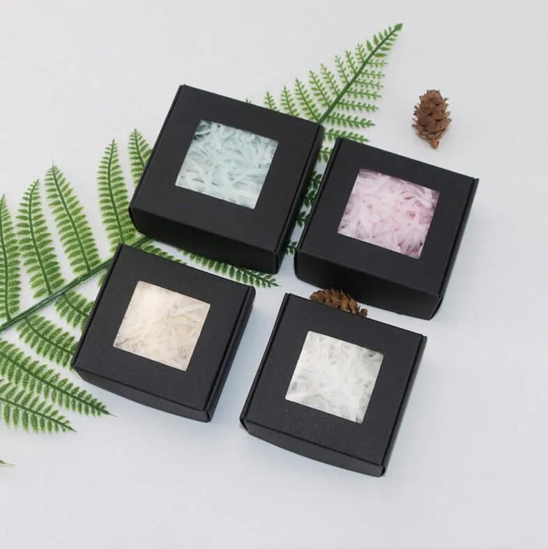 30 шт. маленькая картонная коробка крафт бумажная с прозрачным окном белое мыло