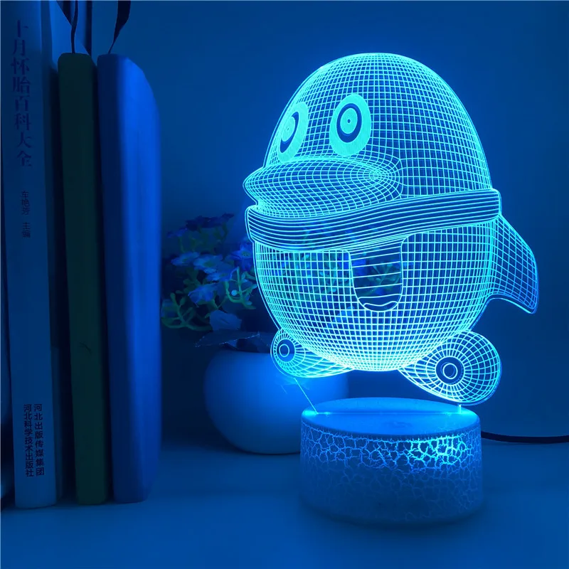 

Cute 3D Desk Lamp Acrylic LED Night Light Penguin Nightlight Touch Sensor Hotel Room Atmosphere Decor Bluetooth Base Kids Gift