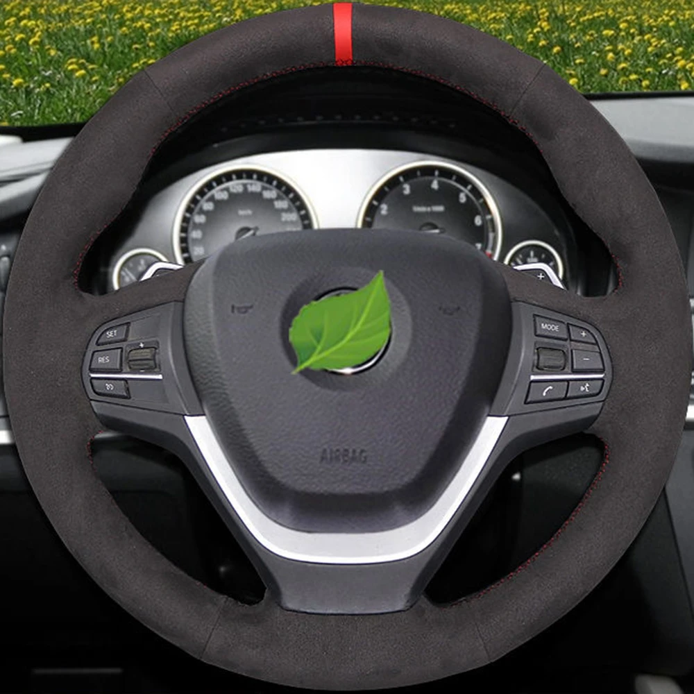 

Black Suede DIY Hand-stitched Car Steering Wheel Cover for BMW F20 F21 F22 F23 F30 F31 F34