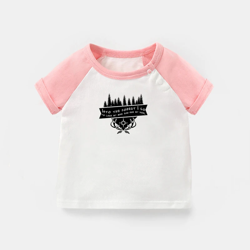 

Into the Forest I Go, To Lose My Mind And Find My Soul Newborn Baby T-shirts Toddler Graphic Raglan Color Short Sleeve Tee Tops