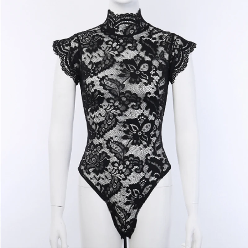 Женские сексуальные кружевные водолазки с цветочным принтом облегающие боди