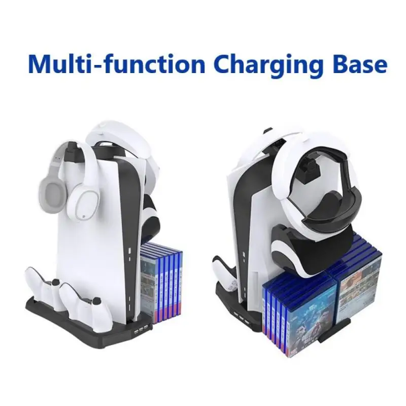 

For PS5 DE/UHD Game Host Cooling Fan Bases Bracket Stand Holder Disk Storage Rack Earphone Storage Dual-Hanging Brackets