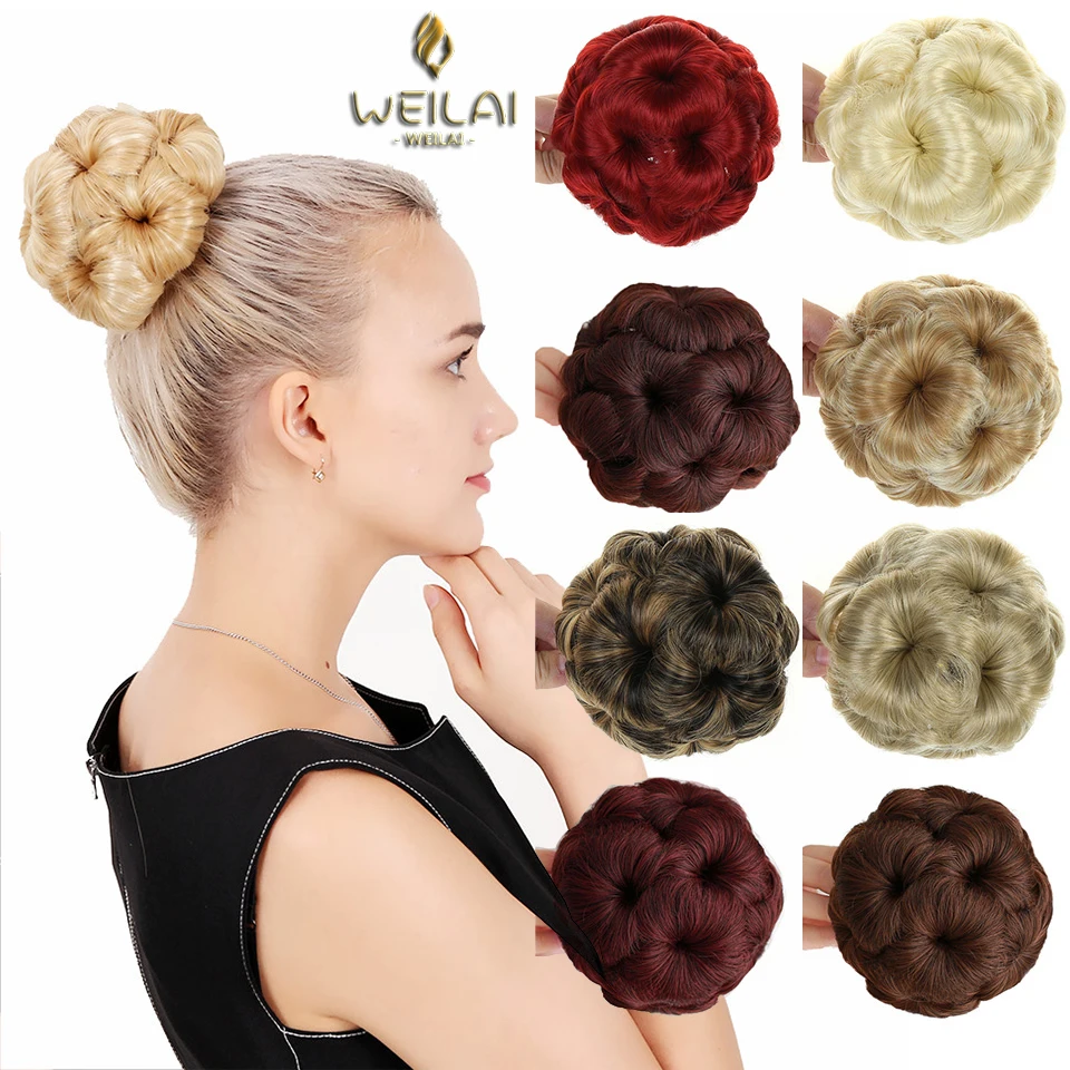 Синтетический кудрявый шиньон пучок для волос женщин 9 цветов Роликовый зажим