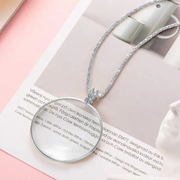 4 Pieces 5X Magnifying Glass Necklace Magnifier Pendant Optical with Chain for Library Reading Zoomi | Инструменты