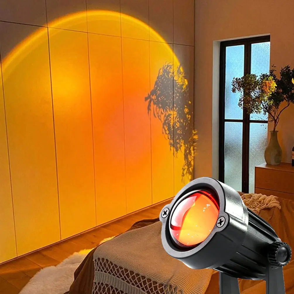 

Rainbow Sunset Projector Background Lamp Atmosphere Night Light Coffee Shop Party Projection Lights Anti-Glare LED Lamps EU Plug
