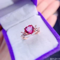 fine jewelry 925 sterling silver inlaid with natural gemstone luxury fashion heart pink topaz womens ol style ring support dete
