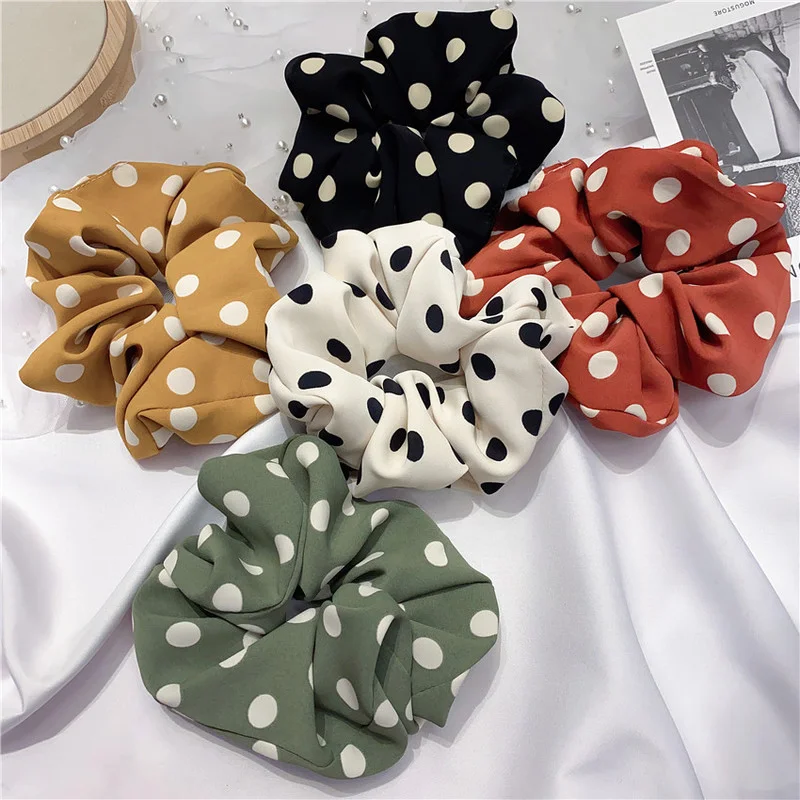 

Sweet Polka Dot Hair Tie Fabric Rubber Band Girl Headdress Ponytail Large Intestine Hair Ring for Women Fashion Hair Accessories