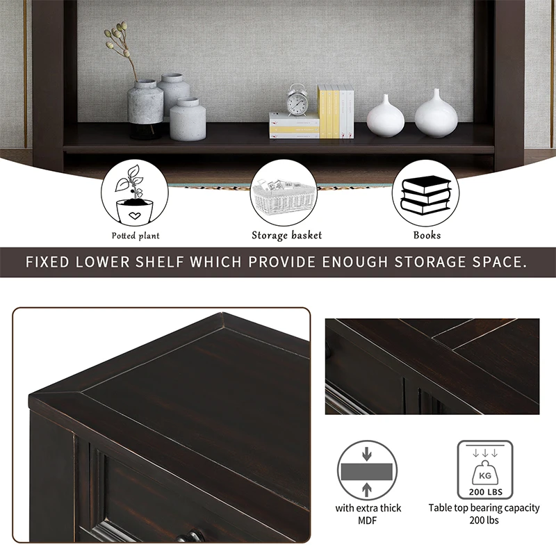 

Console Side Table Entryway Sofa Table Container House with Storage Drawers and Bottom Shelf Living Room Furnitures