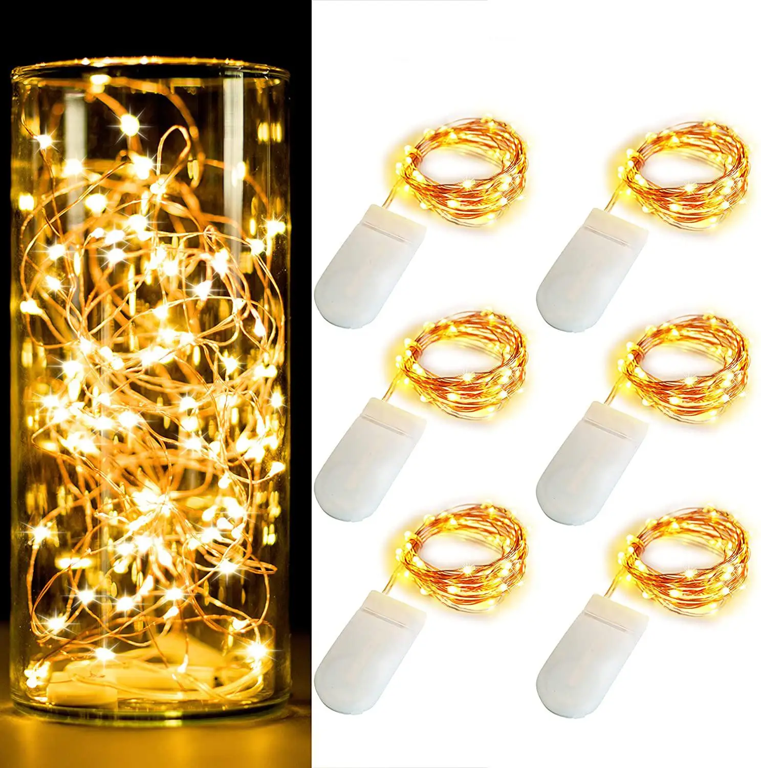 

10pcs/lot 1M 2M 3M 5M LED Copper Wire String Light 2*CR2032 Battery Powered Christmas Wedding Party Ramadan Decoration Light