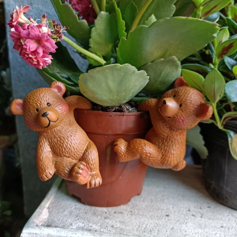 

2Pcs Succulent Flower Pot Bear Hanging Climbing Decoration Garden Plant Micro Landscape Animal Small Ornaments