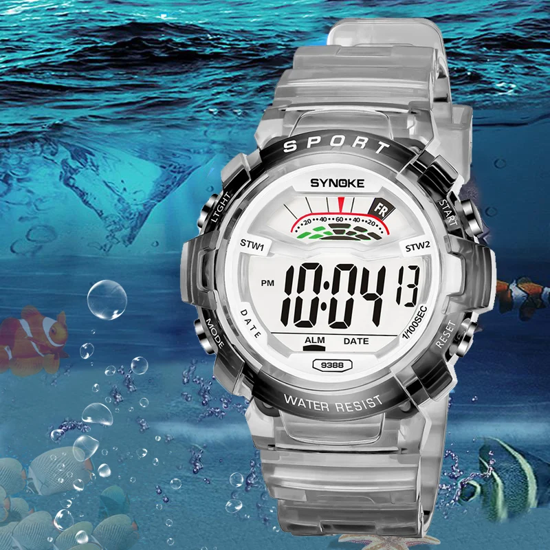 

Детские часы SYNOKE для мальчиков, водонепроницаемые светящиеся многофункциональные спортивные милые цифровые часы с будильником для девочек