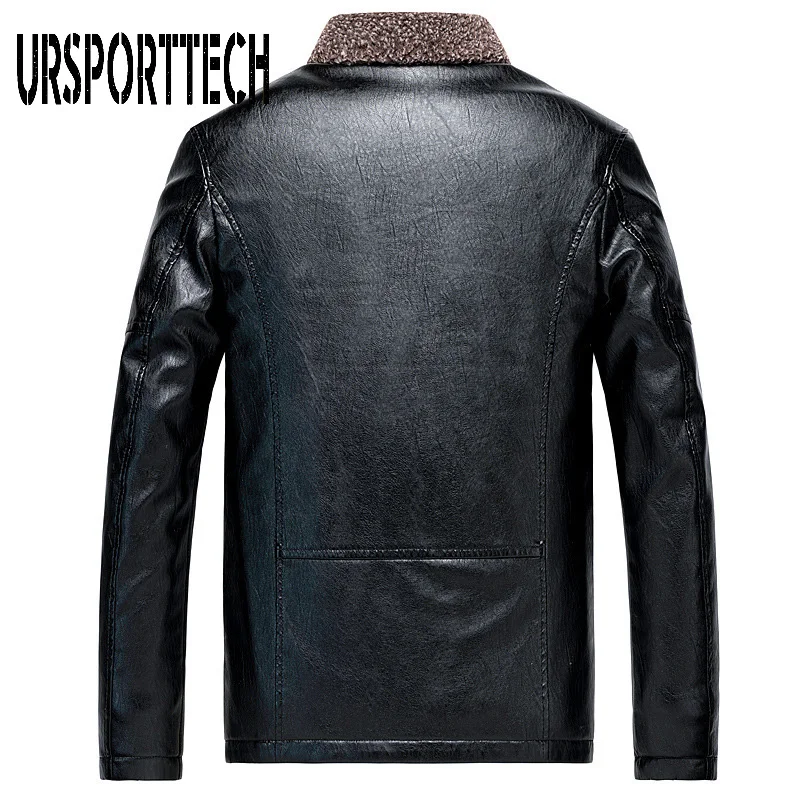 Мужская длинная куртка из ПУ кожи с искусственным мехом размеры до 7xl|Куртки