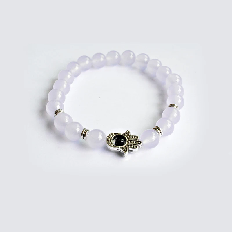 Женский эластичный браслет с розовым камнем 8 мм|Плетеные браслеты| |