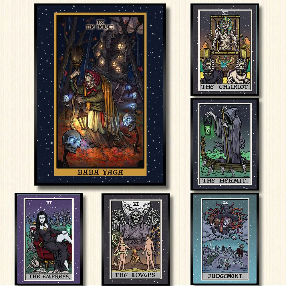 

Nordic Abstract The Lovers Fear Tarot Wall Pictures Canvas Painting Chariot Empress Hermit Posters Prints Living Room Home Decor