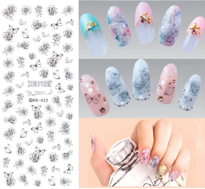 Florals Patterns! Nails Art Manicure Water Decal Decorations Design Water Transfer Nail Sticker For Nails Tips Beauty