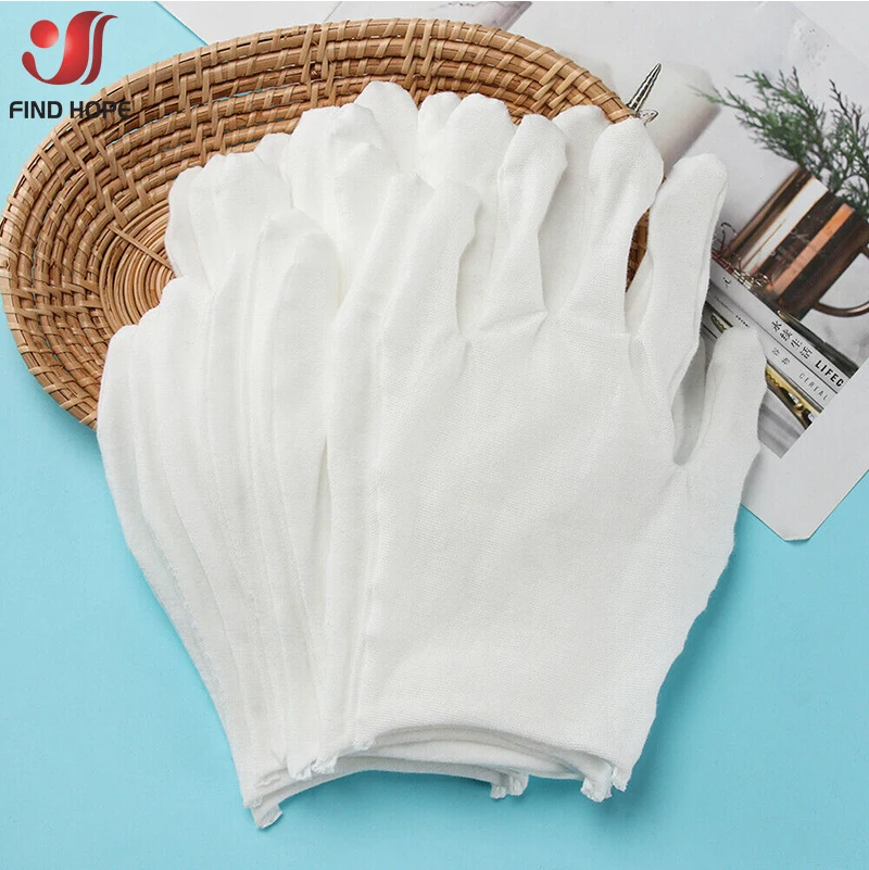 

12 Pairs White Cotton Gloves Jewelry Inspection Disposable Glove Lightweight for Gardening Attend Party Unisex