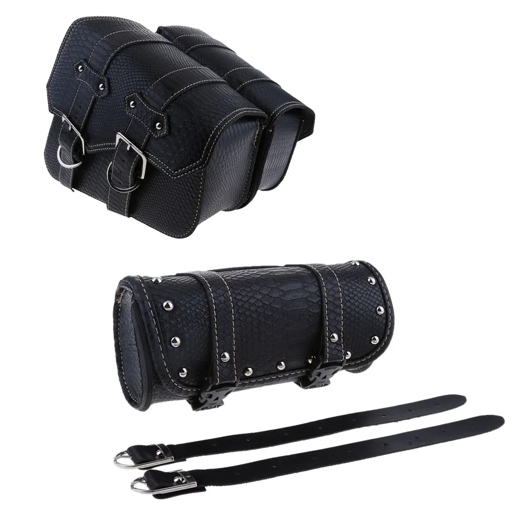 

Motorcycle Swingarm Tool Side PU Leather Bag Windshield Tool Bag PU Leather for Any Softail and Rigid Frames