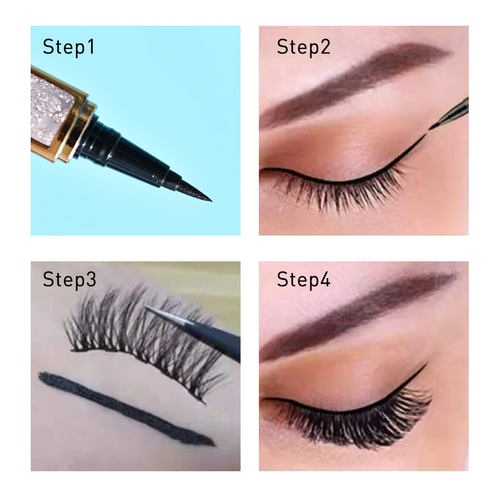 

Eyeliner With Stamp Eye Liner Waterproof Eyeliner With Sparkles Magnet Extension Liquid Eyeliner maquillaje Eyelash Glue Pen