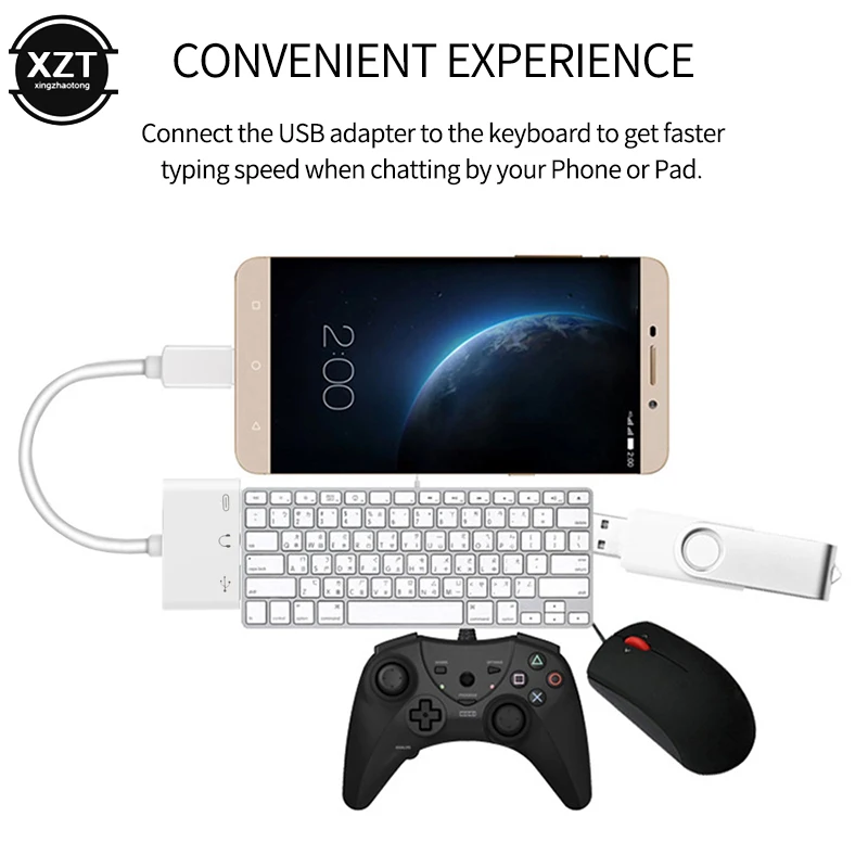 Аудиокабель 3 в 1 с Type-C на 5 мм + адаптер USB OTG кабель для быстрой зарядки конвертер