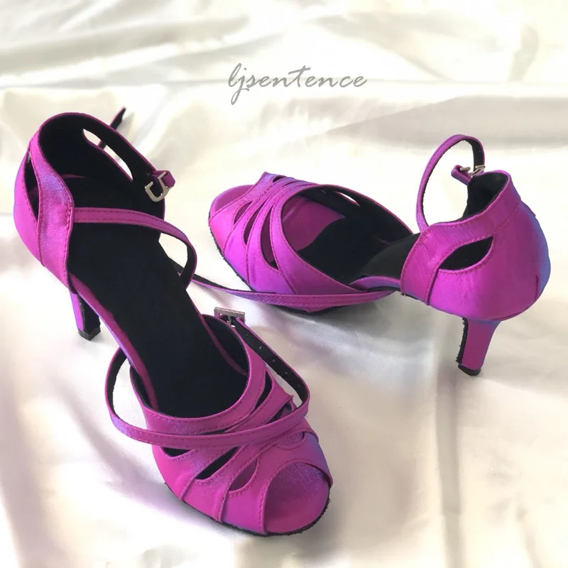 Туфли женские атласные с открытым носком туфли для латиноамериканских танцев