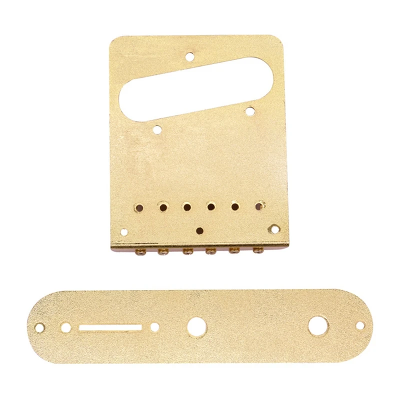 

6 String Saddle Bridge Plate Beautiful Decorative Pattern for Tele Electric Guitar (Gold)