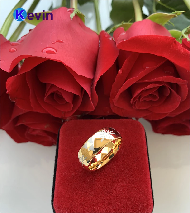 Мужское и женское вольфрамовое обручальное кольцо 8 мм купольное США с лазерной