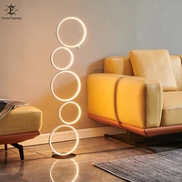 nordic minimalist standing lamp geometric art ring floor lamps 3 levels dimmable touch switch black white led decor lights
