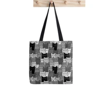 shopper silent cats monochromatic printed tote bag women harajuku shopper handbag girl shoulder shopping bag lady canvas bag