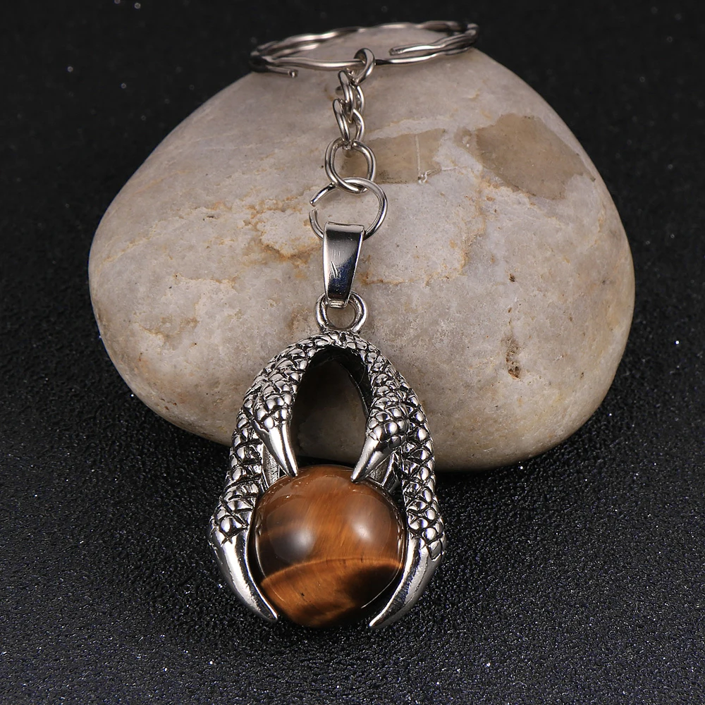 Брелок с натуральным драгоценным камнем в виде когтя дракона большие бусины