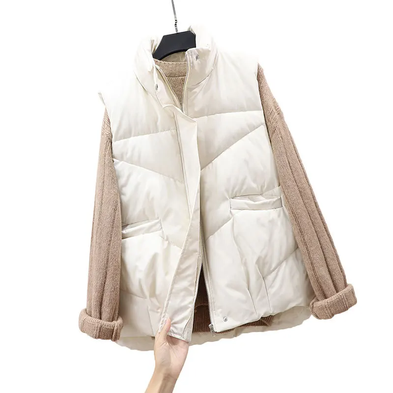 Jacket Women Vest Loose 2022 New Winter Korean Style Elegant High Quality Warm Sleeveless All-match Ladies Cotton Coat