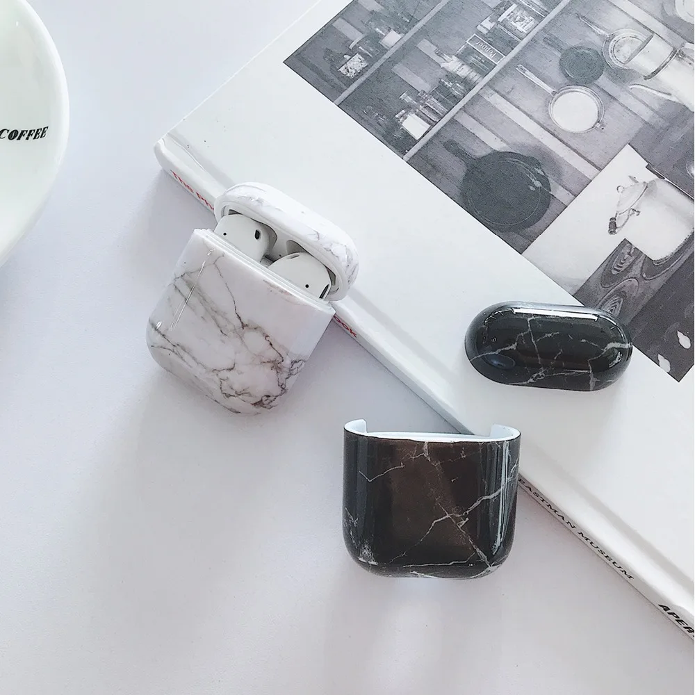 Мраморный беспроводной Bluetooth наушники Жесткий Чехол для Apple Airpods 1 2 Защитный Чехол Air Pods чехол зарядная коробка сумки