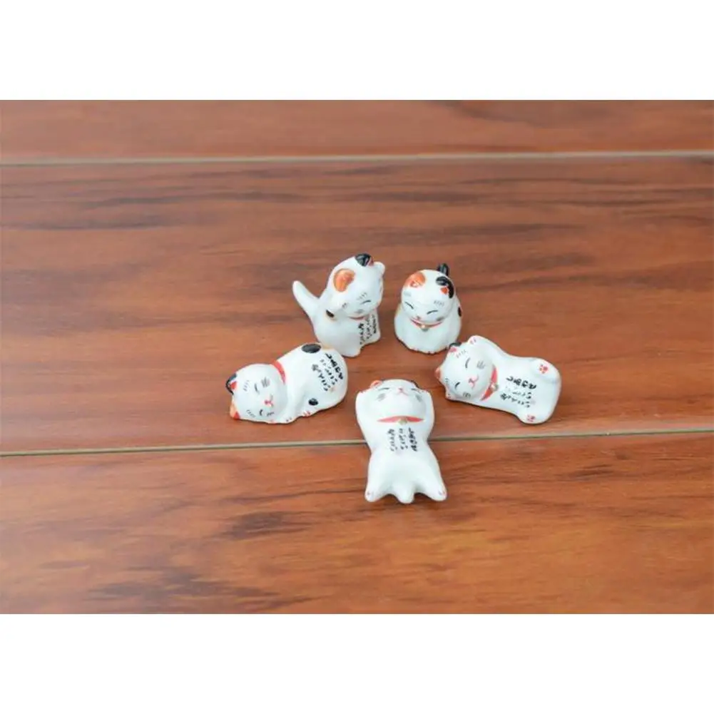 Adeeing 5Pcs/Set Cute Ceramic Fortune Cat Shape Chopstick Rest Penholder for Kitchen Table | Дом и сад