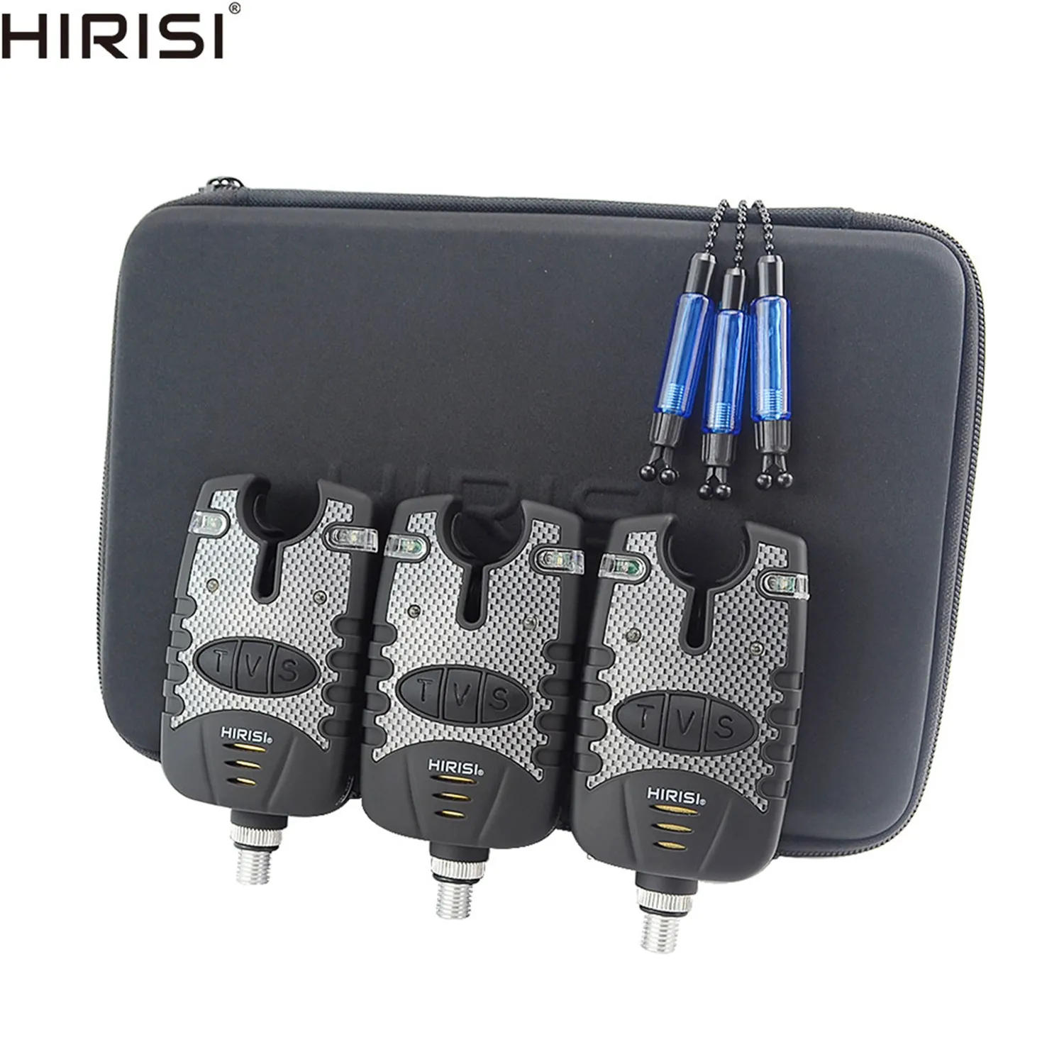 

Hirisi Fishing Bite Alarm and Swinger Set Water Resistant Blue LED Fishing Swingers Thg Rod Sea Rod Bite Hook Alarm