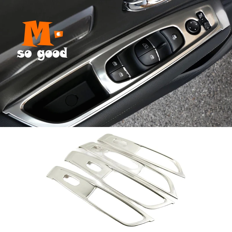 

Подъемник для оконных стекол, дверей автомобиля, нержавеющая сталь, крышка переключателей панели управления отделка, Аксессуары для автомобилей Renault Koleos 2017 2018