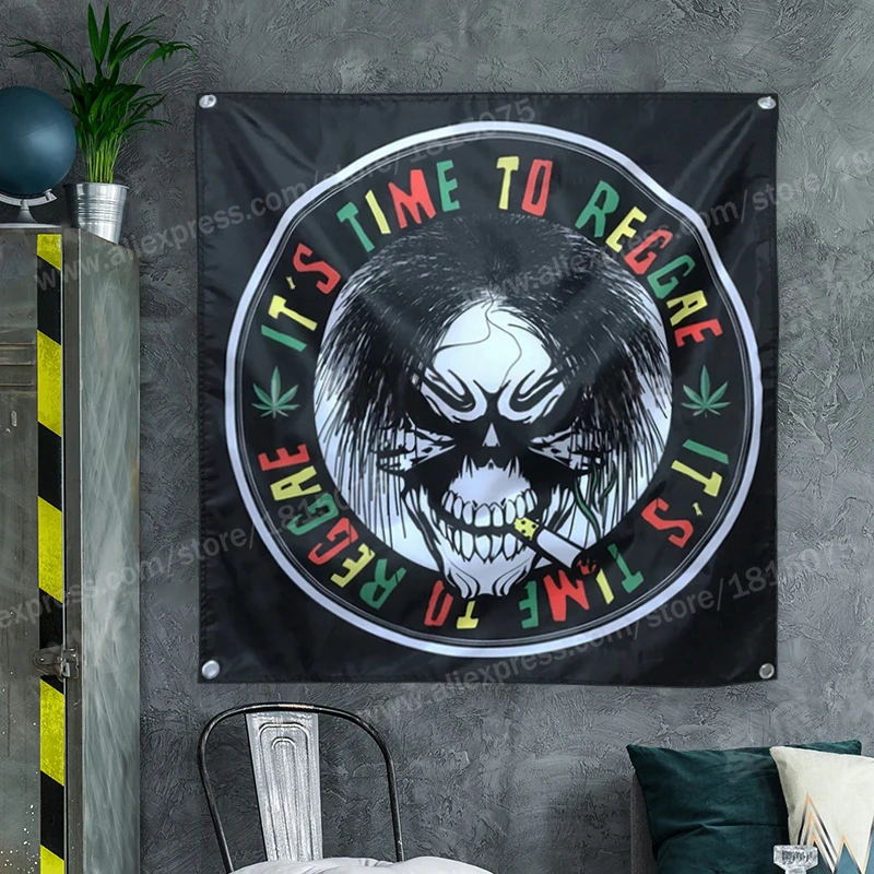 It Is The Time Flag Banner Music Rock Rasta Reggae Jamaica Home Decoration Hanging 4 Gromments 4*4FT 120*120CM |