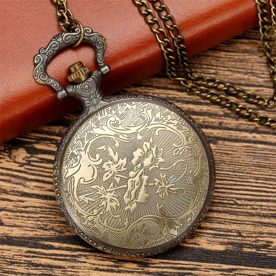 Vintage Bronze Retro Big Truck Forest Tree Pocket Watch with Chain for Car Truck Driver Pocket Watches images - 6