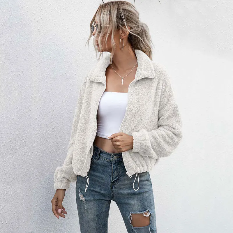 

Nice Autumn Faux Fur Coat Women Teddy Coat Female Fur Jacket Women Plush Long Sleeve Zipper Winter Teddy Jacket Female