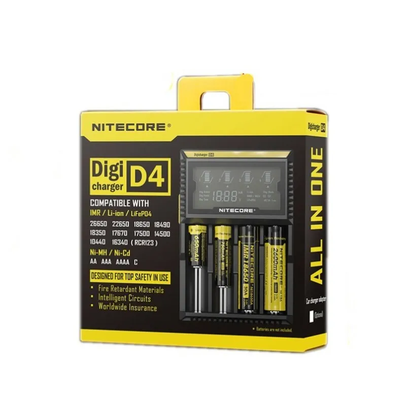 NITECORE Оригинал D4 Digi зарядное устройство ЖК дисплей Универсальное подходит для 18650