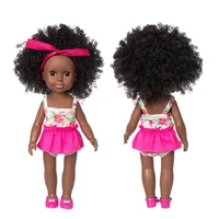 14 inch baby dolls for kids born accessories jumpsuits with explosive hairstyle polyvinyl chloride soft african doll