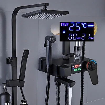 Термостатический набор для душа светодиодный смеситель с цифровым дисплеем