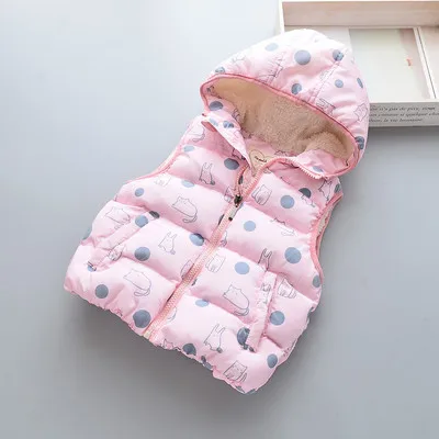 Зимнее утепленное Детское пальто Детские Пуховые жилеты милые принты с