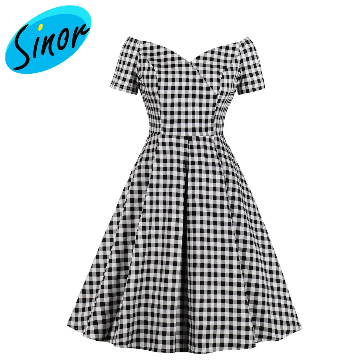 

Early spring spot! plaid women's dress with 5 sleeves dress 1766 banquet dress