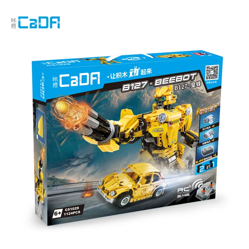 

CaDA 2 in 1 C51029 1124pcs City Legoings Technic Remote Control Building Block Bricks RC Deformation Robot Beetle Car Toy