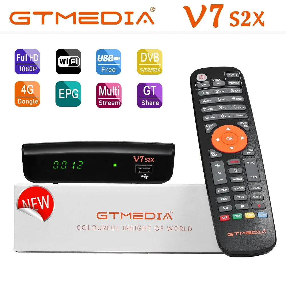 

GTMEDIA V7 S2X DVB-S/S2 1080P Satellite Receiver With USB WIFI Digital Receptor H.265 Freesat Support Biss PowerVu Accessories